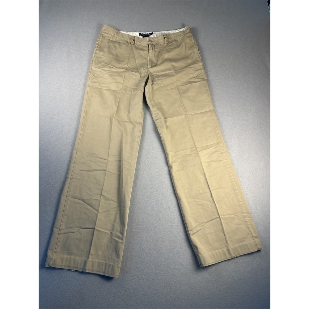 Lauren Ralph Lauren Chinos Women 10 Tan Wide Leg Flat Front Mid Rise Pants